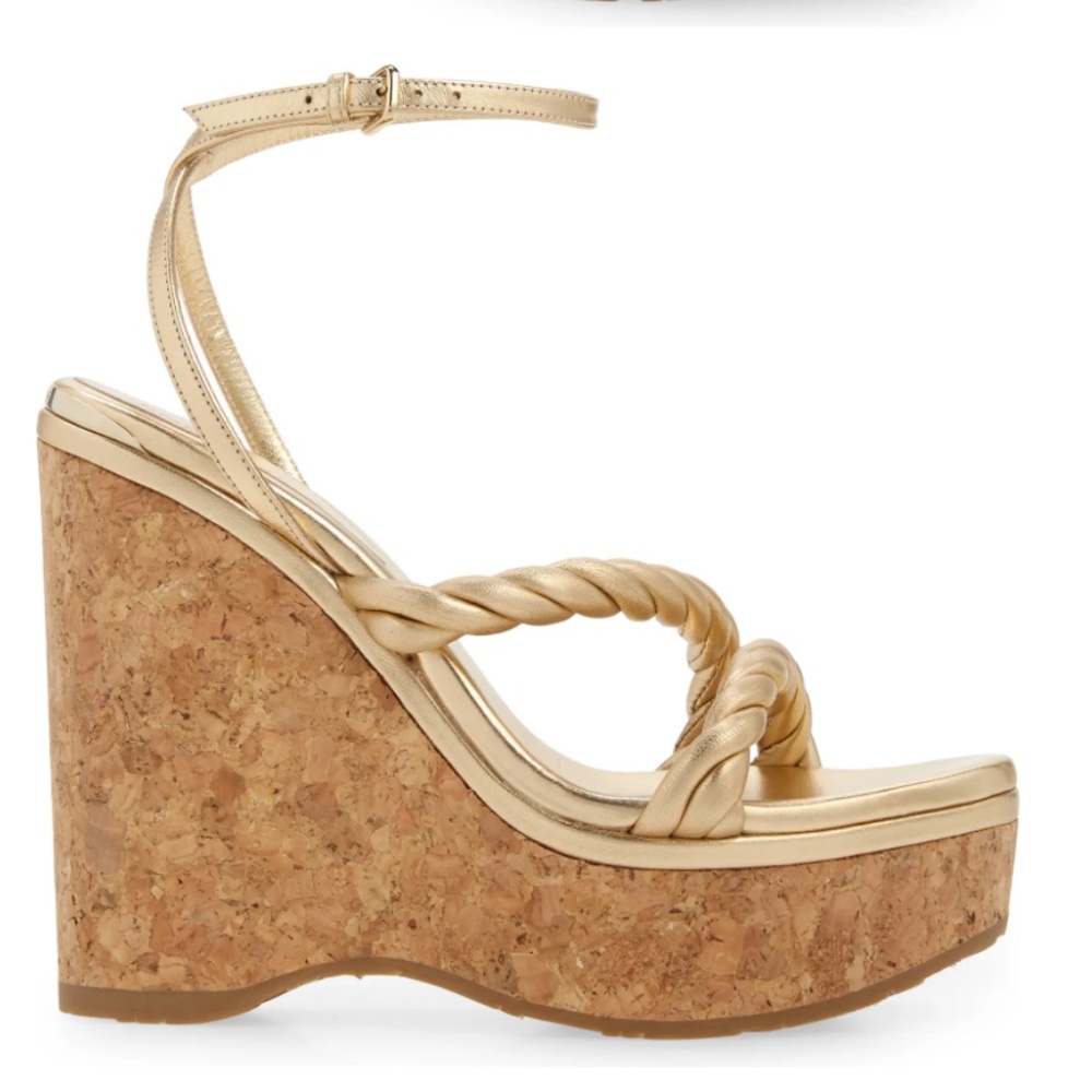 NIB $695 Jimmy Choo Diosa Platform Wedge Sandal (Women) in Gold ! - Picture 3 of 6